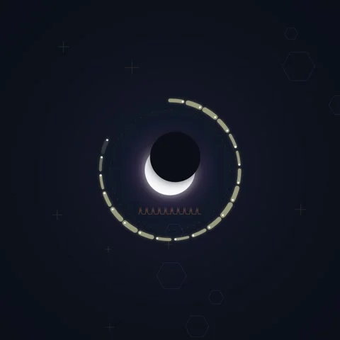 Abstract Solar Eclipse Animation with Geometric Shapes and Pulse Line Stock Footage 348197835