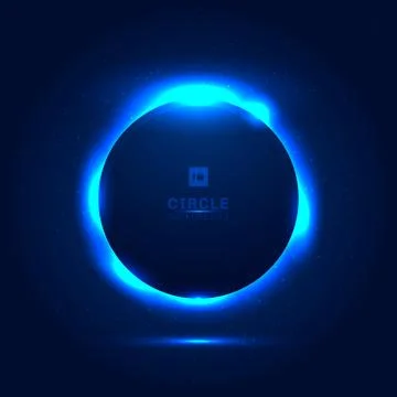 Abstract solar eclipse blue space with a star shining from behind a planet ba Illustrazione stock