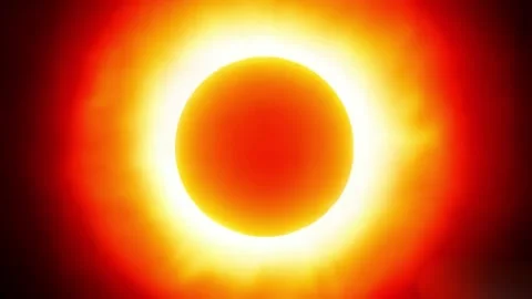 Abstract Solar Eclipse with Fiery Ring of Light in Dark Space Stock Footage 287180875