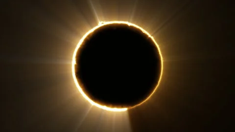 Abstract Solar Eclipse with Light Lines Rotating with Shimmering Glowing Rays. Stock Footage 342273007