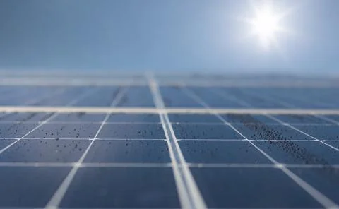 Abstract solar panels texture background. Close-up. Rays of the sun, light. Foto stock