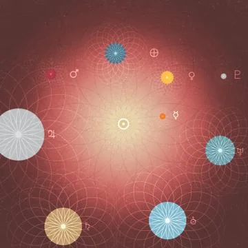 Abstract Solar System Planets and Sun - Vector Illustration Stock Illustration