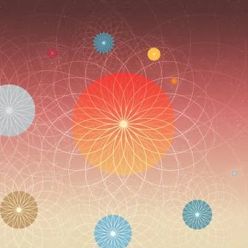 Abstract Solar System Planets and Sun - Vector Illustration Stock Illustration
