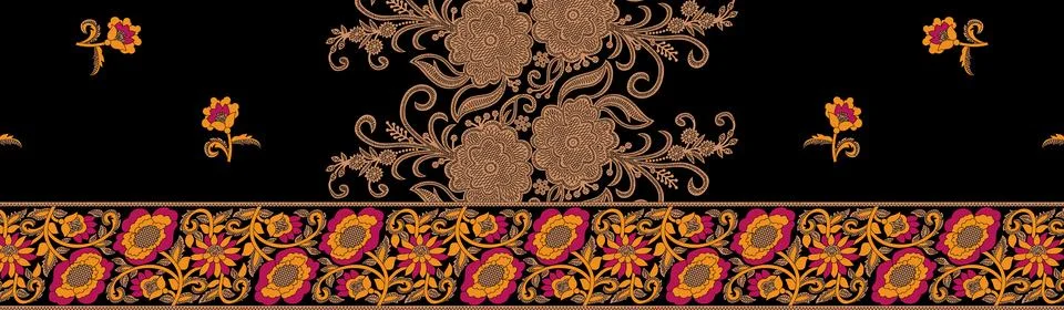 Abstract solid flowers arrangement, all over design with solid background f.. Stock Illustration