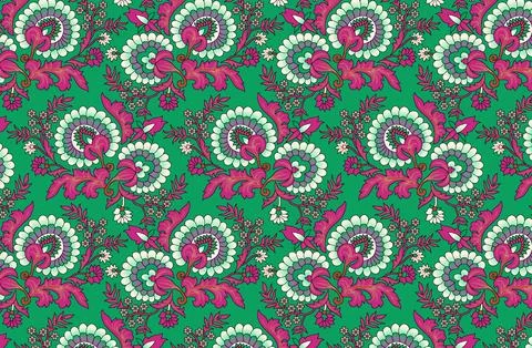 Abstract solid flowers arrangement, all over design with solid background f.. Stock Illustration