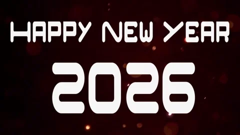 Abstract solid neon effect light letter Happy New Year 2026 festive digital.. Stock Footage 321945049
