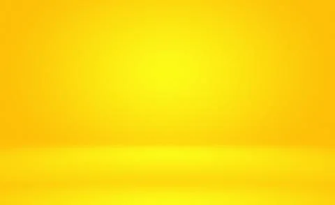 Abstract solid of shining yellow gradient studio wall room background. Illustrazione stock