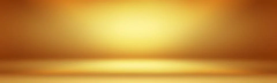 Abstract solid of shining yellow gradient studio wall room background. Stock Illustration