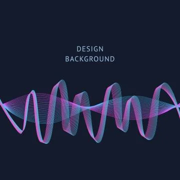Abstract sound equaliser background with colorful blue and purple wave lines Stock Illustration