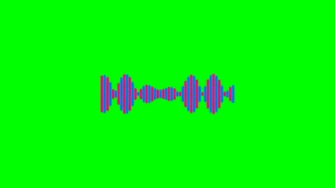 Abstract sound wave visualization with blue and purple lines on green screen Stock Footage 340903080