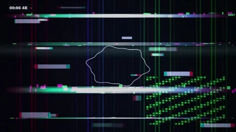 Abstract sound wave visualization with digital noise glitch effects on dark.. Stock Footage 347995516
