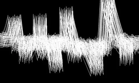 Abstract sound wave visualization. Digital audio frequency signal on black .. Stock Illustration
