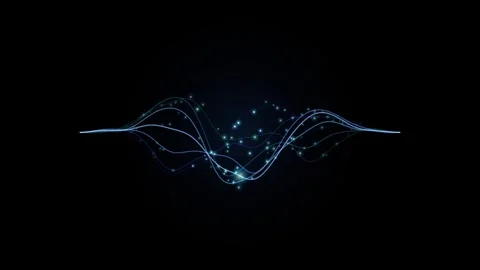 Abstract sound wave visualization with glowing particles moving on dark bac.. Stock Footage 345276944