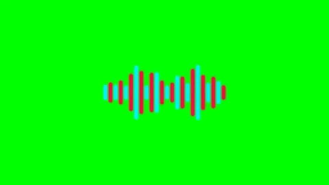 Abstract sound wave visualization with red and blue bars on green screen Stock Footage 340904950