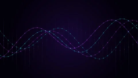 Abstract sound wave visualization seamless loop with neon light on dark bac.. Stock Footage 346973266