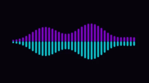 Abstract sound wave visualization with vibrant purple and cyan vertical bars Stock Footage 338311209