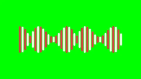 Abstract sound wave visualization with white and red bars on green background Stockbeeldmateriaal 341820751