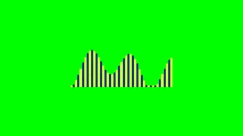 Abstract sound wave visualization with yellow and blue bars on green screen Stock Footage 340901612