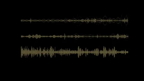 Abstract Sound Waveforms on Black Background: Minimalist Audio Vibration Art Stock Footage 341778555