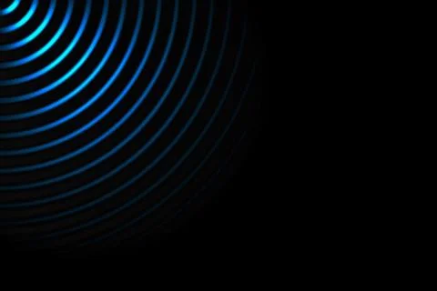 Abstract sound waves oscillating light blue on black background Illustrazione stock