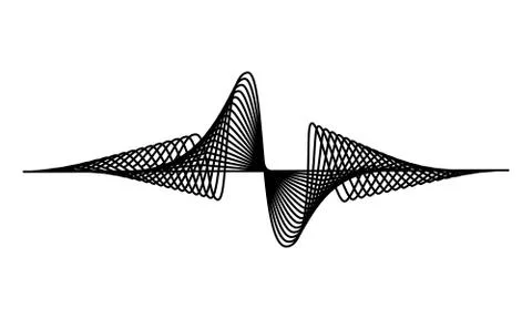 Abstract sound wavy music equalizer lines icon surface on an isolated white b Stock Illustration
