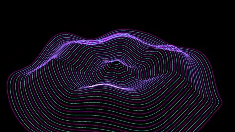 Abstract Soundwave Forms evolving with subtle purple light against a dark b.. Stock Footage 345945445