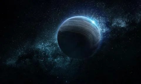 Abstract space 3D illustration, 3d image, background, a planet in space in a Stock Illustration