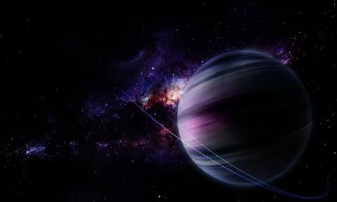 Abstract space 3D illustration, 3d image, background, a bright planet in spac Stock Illustration