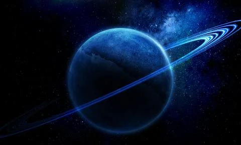 Abstract space 3D illustration, 3d image, bright abstract planet with rings i Stock Illustration