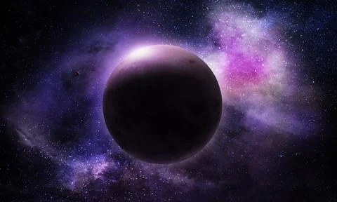 Abstract space 3D illustration, 3d image, background, planets in space in the Stock Illustration