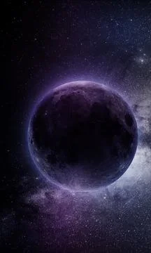 Abstract space 3D illustration, 3d image, background image,bright moon among Stock Illustration