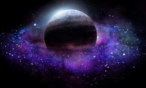 Abstract space 3D illustration, 3d image, background image, planet in space a Stock Illustration