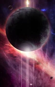 Abstract space 3D illustration, planet Earth in space in the bright shining Stock Illustration