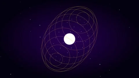 Abstract space animation with rotating geometric orbits in 4K 스톡 동영상 344752268