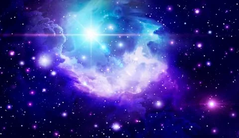 Abstract space background, Astronomy, background, black, blue, bright, clouds Stock Illustration