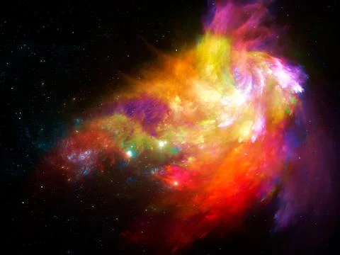 Abstract space background with bright galaxy - computer generated illustration Stock Illustration