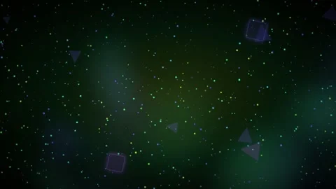 Abstract Space Background with Floating Geometric Shapes and Glowing Dust P.. Stock Footage 332562803