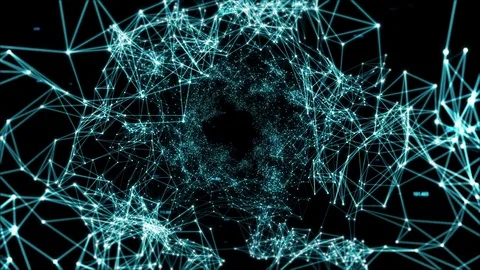 Abstract space background, geometry surfaces, lines and points. Abstract tunnel Stock Footage 78391930