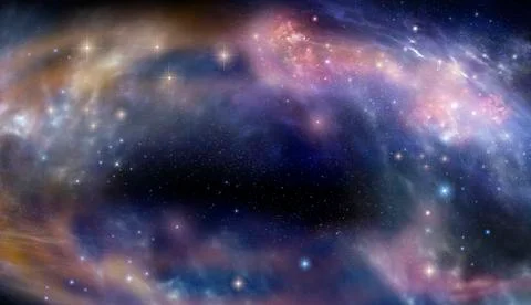 Abstract space background with nebula and stars. Starry night sky Illustrazione stock