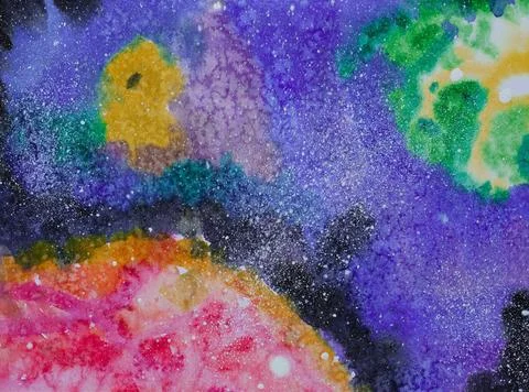 Abstract space background. Paint hand drawing Stock Illustration