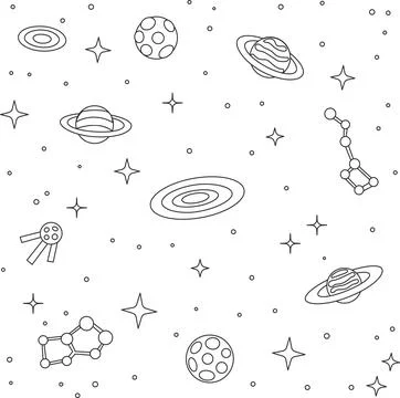Abstract space elements background vector illustration for coloring Stock Illustration