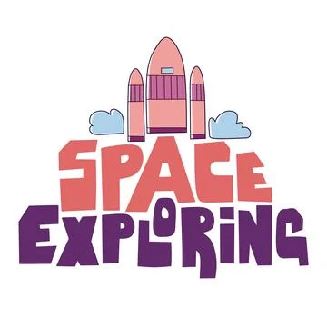 Abstract space exploring lettering for print design. Print, poster, banner. Stock Illustration