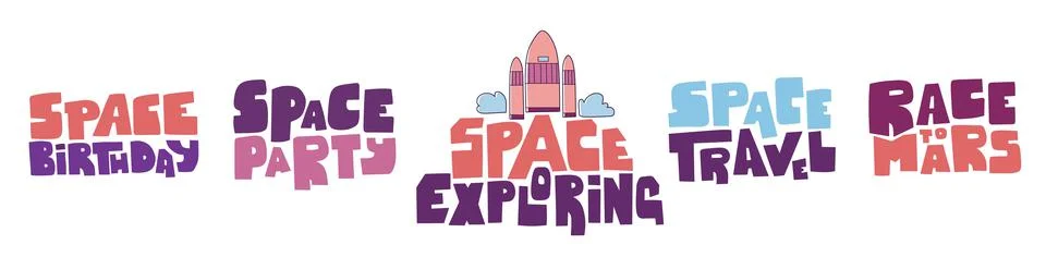 Abstract space exploring lettering for print design. Print, poster, banner. Stock Illustration