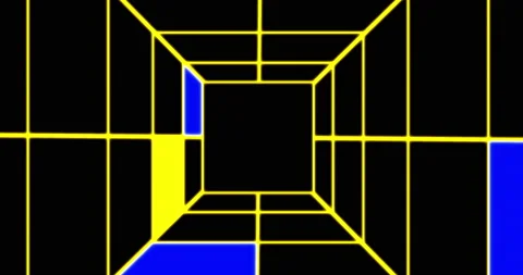 Abstract space futuristic 3D corridor or tunnel on black background. Yellow and Stock Footage 234536312