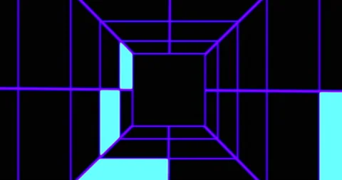 Abstract space futuristic 3D corridor or tunnel on black background. Blue and Stock Footage 238411488