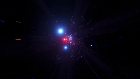 Abstract space galaxy tunnel with glowing sphere planets 3d illustration design Stock Footage 122371650