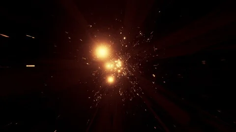 Abstract space galaxy tunnel with glowing sphere planets 3d illustration design Stock Footage 122371850
