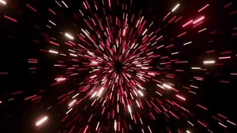 Abstract space hyperspace jump through red and white glowing light ray Stock Footage 327567661