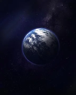 Abstract space illustration, 3d image, Planet earth in space in the radiance Stock Illustration
