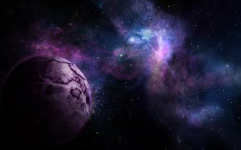 Abstract space illustration, 3d image, planet in space in the pholetic star r Stock Illustration